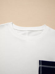 Exposed Seam Detail Color Block Patch Pocket Drop Shoulder Sweatshirt | Sweatshirts Daverri Fashions