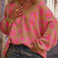 Leopard Oversized V-Neck Sweater - DAVERRI FASHIONS