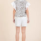 Lime 'N' Chili Ribbed Leopard Print Ruffle Detail Sleeveless Top