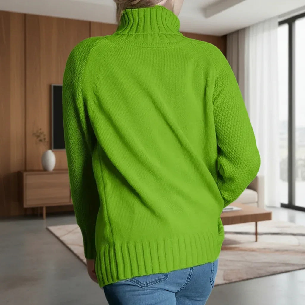 Loose Fit Mock Turtleneck Sweater - DAVERRI FASHIONS