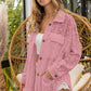 BiBi Oversized Lace Shacket with Front Pockets Vintage Rose M