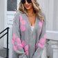 Flower Open Front Long Sleeve Cardigan - DAVERRI FASHIONS