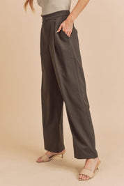 Aemi + Co High Waist Wide Leg Pants with Side Pockets