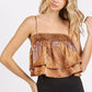 Mittoshop Paisley Patchwork Print Satin Ruffle Crop Cami - DAVERRI FASHIONS