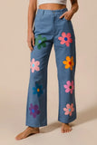 BiBi Flower Print Straight Legs Pants - DAVERRI FASHIONS