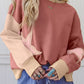 Star Patchwork Exposed Seam Drop Shoulder Sweatshirt - DAVERRI FASHIONS