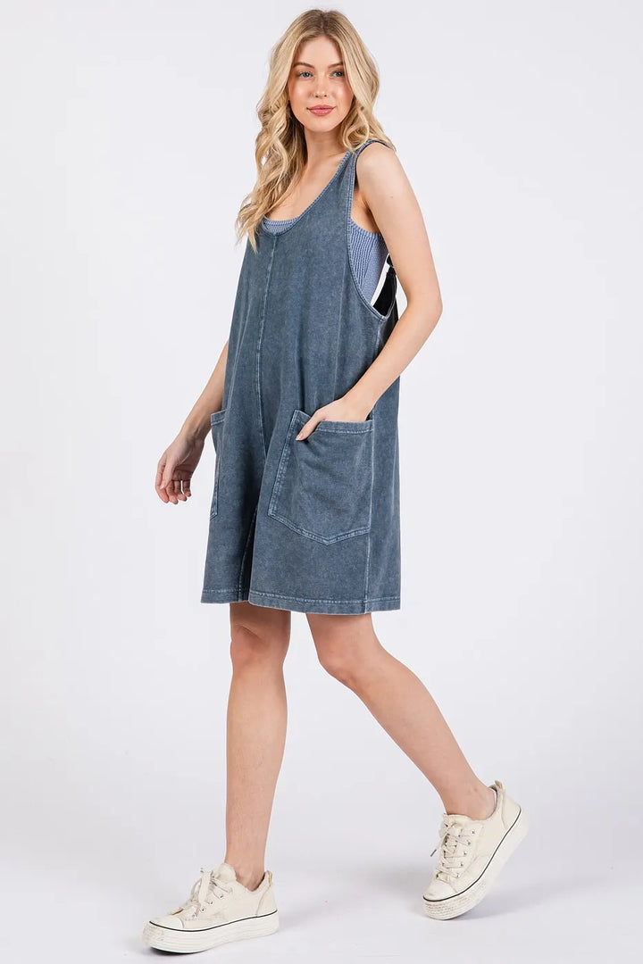 Mittoshop Low Scoop Neck Tank Washed French Terry Romper Rompers