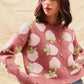 SO ME Strawberry Fruit All Over Button Sweater Cardigan - DAVERRI FASHIONS