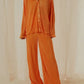 Button Up Long Sleeve Top and Pants Set - DAVERRI FASHIONS