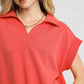 Umgee Luxe Knit Collared Short Sleeve Polo Sweatshirt