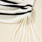 Daverri contrast striped drawstring sleeveless sweater dress, ribbed knit with bold black white stripes
