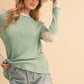 Aemi + Co Raw Seam Color Block Round Neck Knit Top Gum Leaf Tops