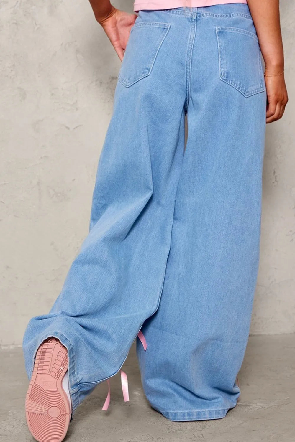 Bow Decorated Wide Leg Denim Jeans | Jeans Daverri Fashions