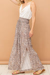 And The Why Printed Smocked Waist Slit Wide Leg Pants - DAVERRI FASHIONS