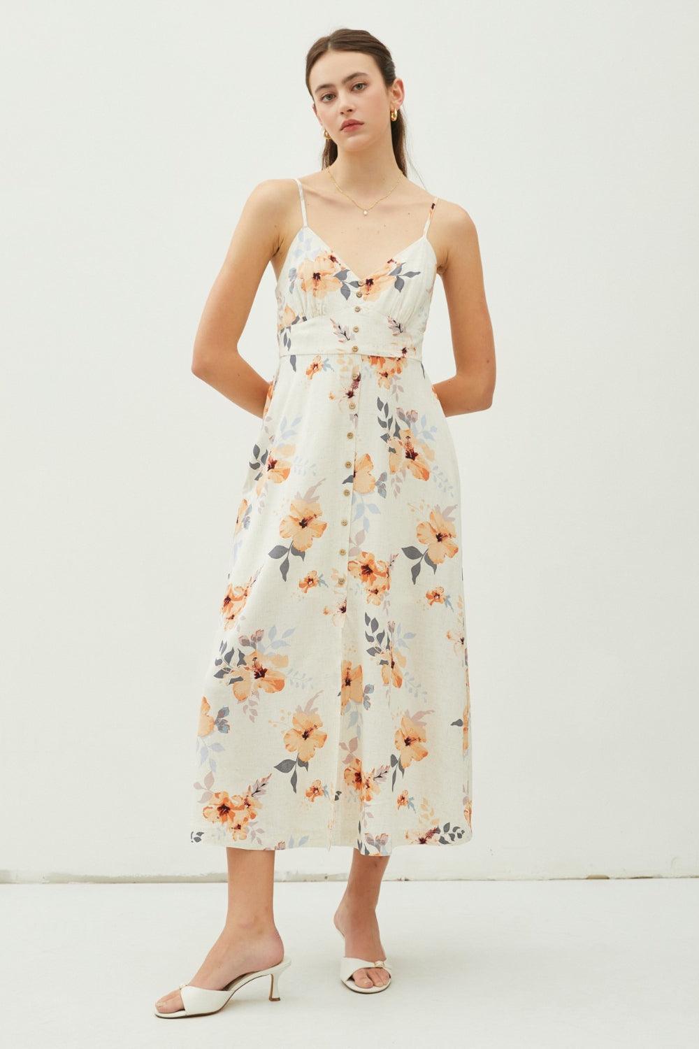 Be Cool Floral Button Down Cami Midi Dress Midi Dresses