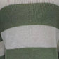 Cozy olive green and off-white striped round neck sweater by Daverri Fashions