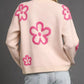 Umgee Round Neck Sweater with Pink Floral Accents - DAVERRI FASHIONS