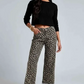 Leopard Straight Loose Leg Raw Hem Jeans - DAVERRI FASHIONS