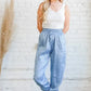 And The Why Satin Leopard Print Joggers PALE BLUE