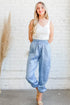 And The Why Satin Leopard Print Joggers PALE BLUE