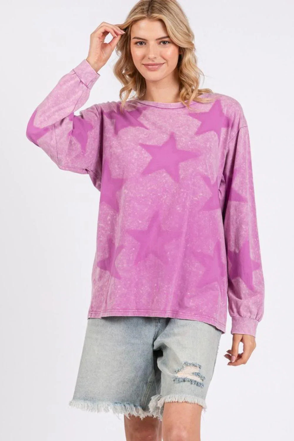 SAGE + FIG Mineral Wash Star Pattern T-Shirt - DAVERRI FASHIONS