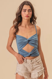 BiBi Rayon Span Jersey Knit Double Twist Front Cami Top | Cami Tops Daverri Fashions