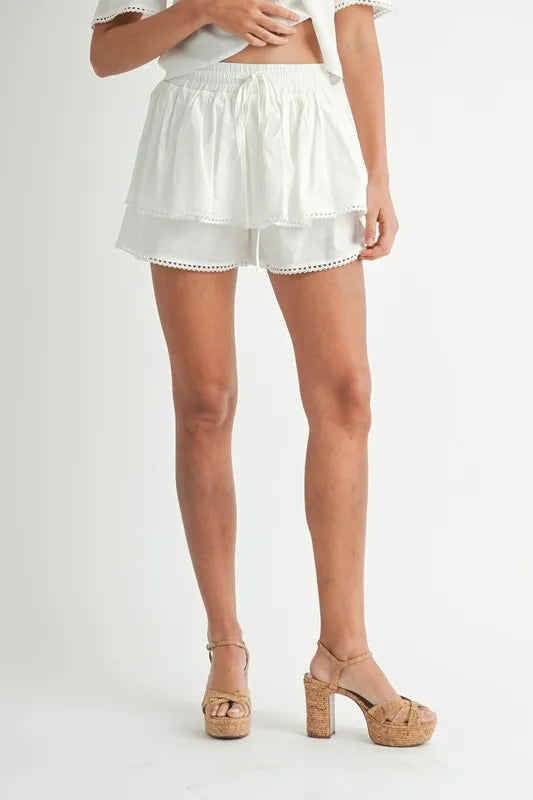 MABLE Collared Button Down Crop Top and Skort Set Outfit Sets