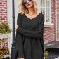 Slit V-Neck Dropped Shoulder Sweater - DAVERRI FASHIONS