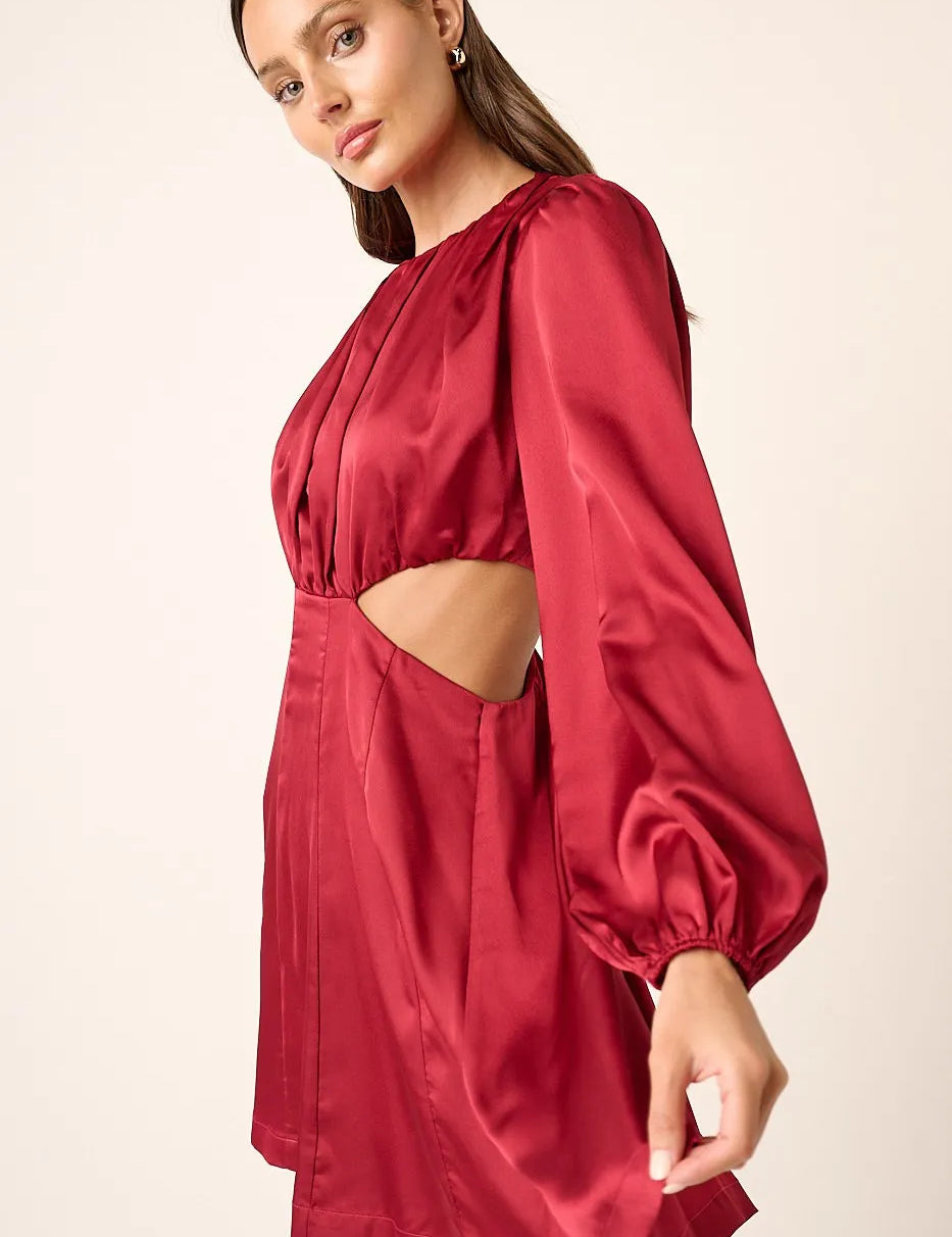 Mittoshop Satin Side Cutout Detail Mini Dress | Mini Dresses Daverri Fashions