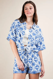VERY J Tropical Printed Shirt Top and Shorts Set | Outfit Sets Daverri Fashions