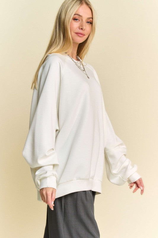 Davi & Dani Round Neck Raglan Sleeve Sweatshirt Tops