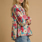 Umgee Mix Floral Peplum Blouse with Tie Neck - DAVERRI FASHIONS