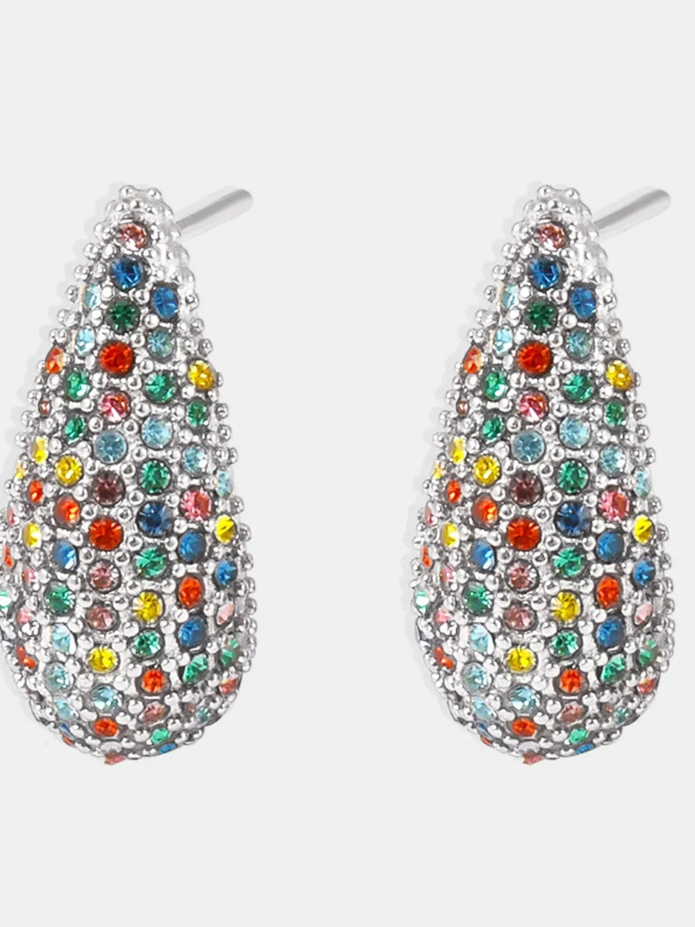 Stainless Steel Inlaid Zircon Teardrop Earrings | Earrings Daverri Fashions