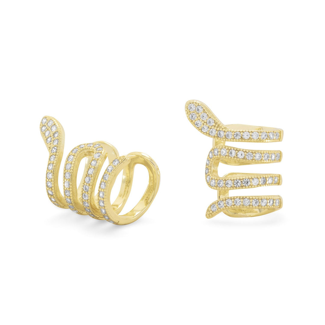 14 Karat Gold Plated Signity CZ Snake Ear Cuffs Default Title Earrings