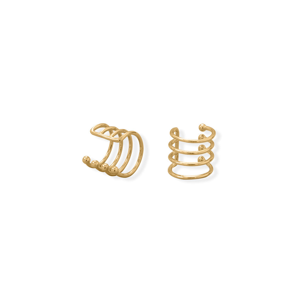 14 Karat Gold Plated Four Row Ear Cuffs Default Title Earrings