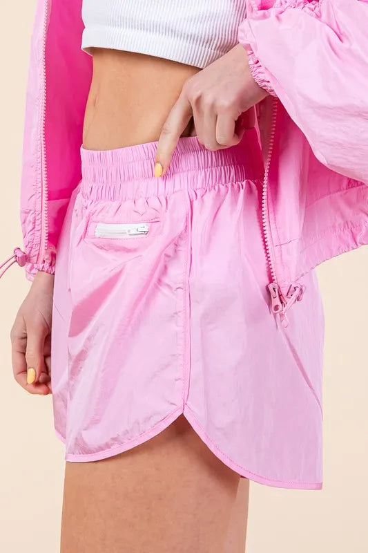Lime 'N' Chili Packable Shorts with Front Mini Pocket