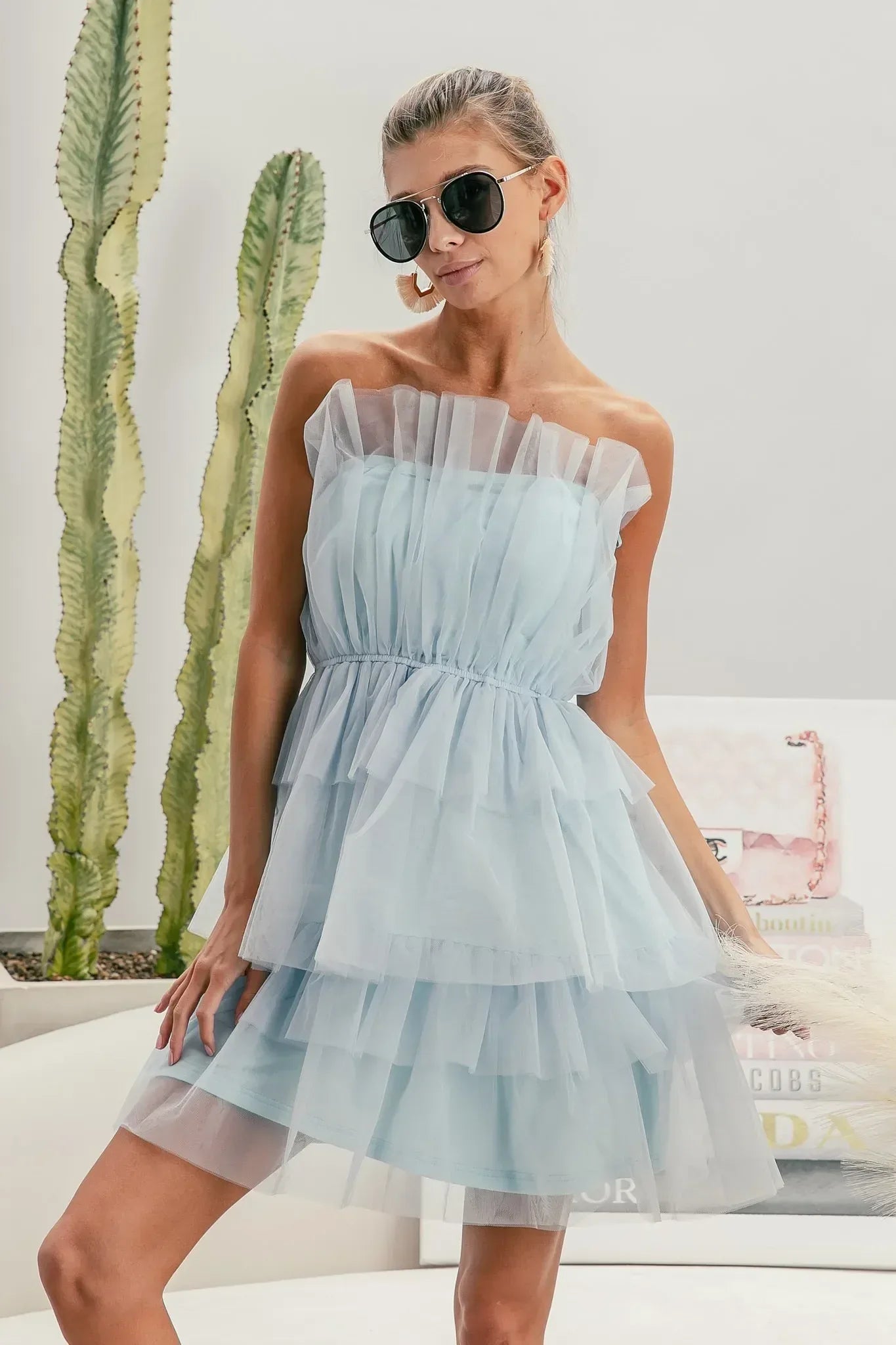 BiBi Sleeveless Layered Organza Dress - DAVERRI FASHIONS