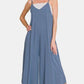 Zenana Spaghetti Strap Wide Leg Overalls with Pockets