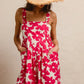 BiBi Floral Prints Tuck Detail Short Overall With Pockets Overalls