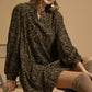 Umgee Leopard Print Long Sleeve Swing Dress - DAVERRI FASHIONS