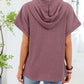 Daverri mauve waffle knit button detail hooded top, relaxed fit
