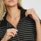 Umgee Striped Half Zip Short Sleeve Sweatshirt Sweatshirts