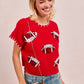 BiBi Gameday Sequin Football Embroidered Stitch Sweater - DAVERRI FASHIONS