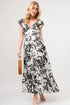 And The Why Ruffled Sleeve Tiered Floral Print Maxi Dress - DAVERRI FASHIONS