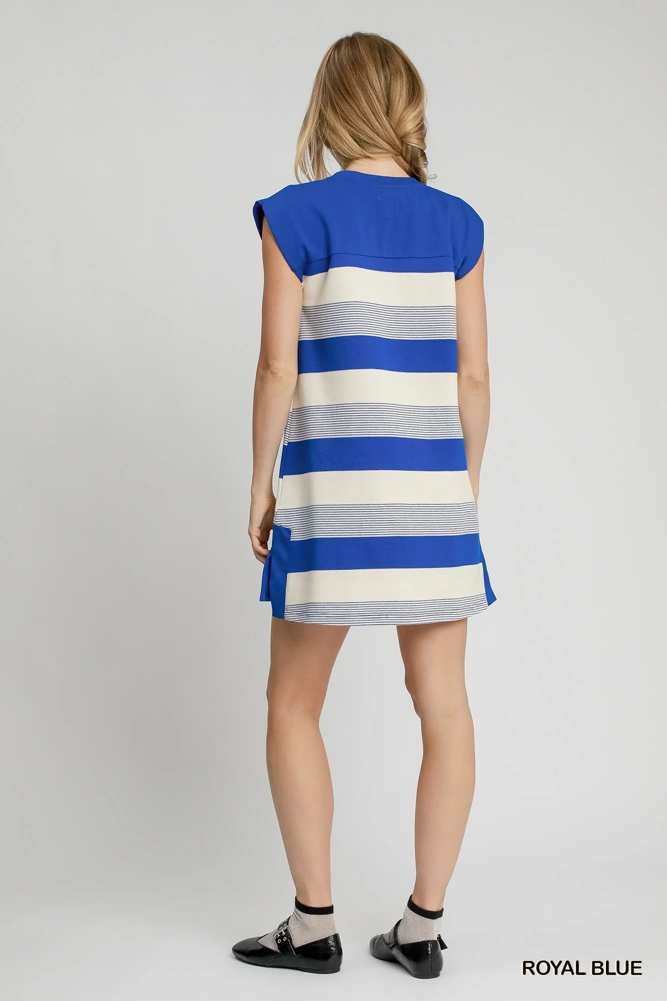 Umgee French Terry Side Slit Striped Mini Dress Mini Dresses