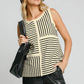 Umgee Round Neck Texture Striped Tank