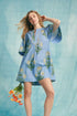 Umgee Tropical Print Bell Sleeve Mini Dress Light Blue L Mini Dresses
