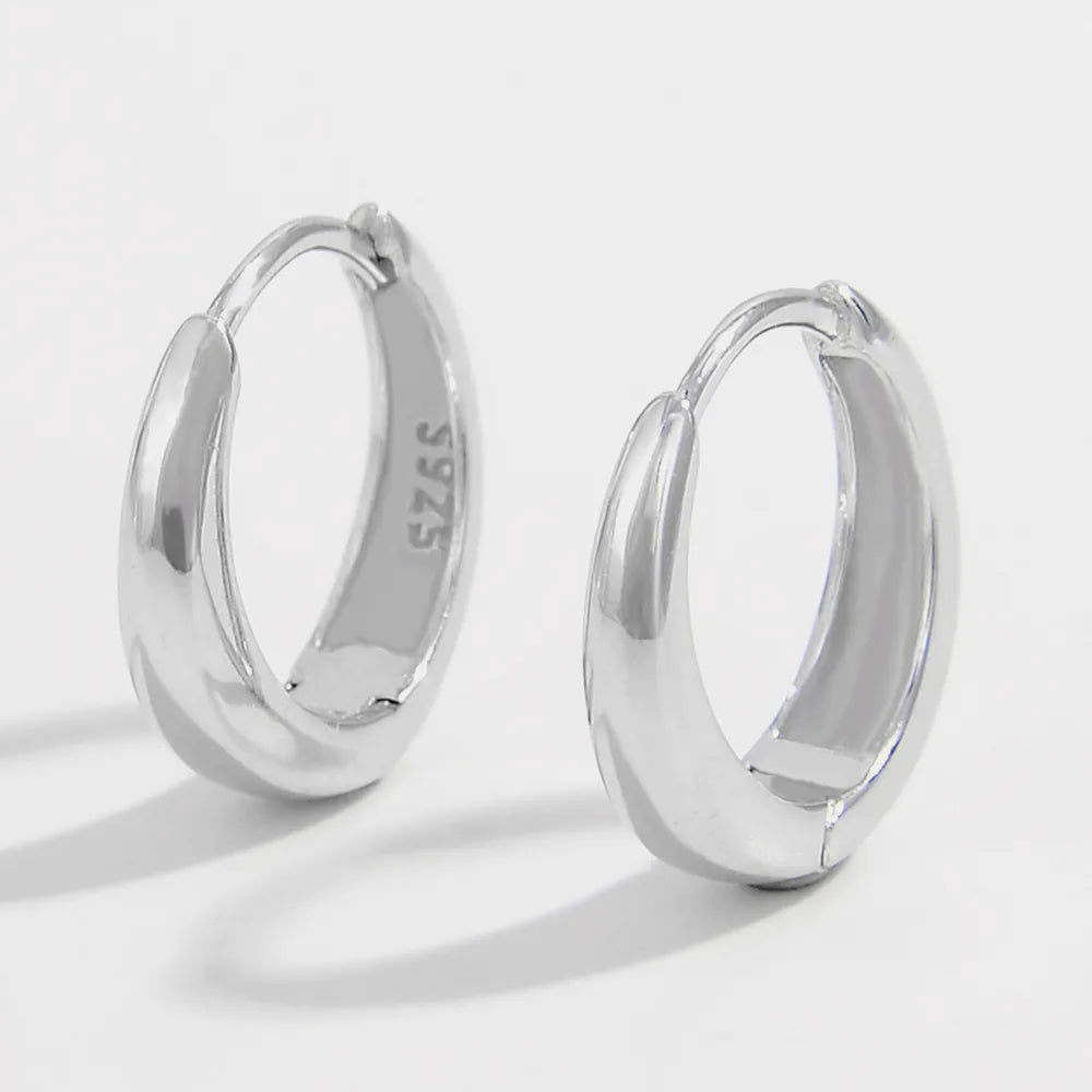 Silver One Size 925 Sterling Silver Huggie Earrings | Earrings Daverri Fashions
