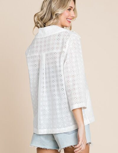 Culture Code Double Breasted Eyelet Jacket with Pockets