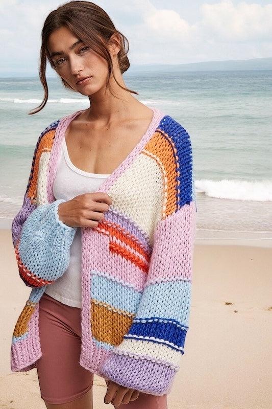 Hand Knitted Multi Striped Cardigan Shirts & Tops